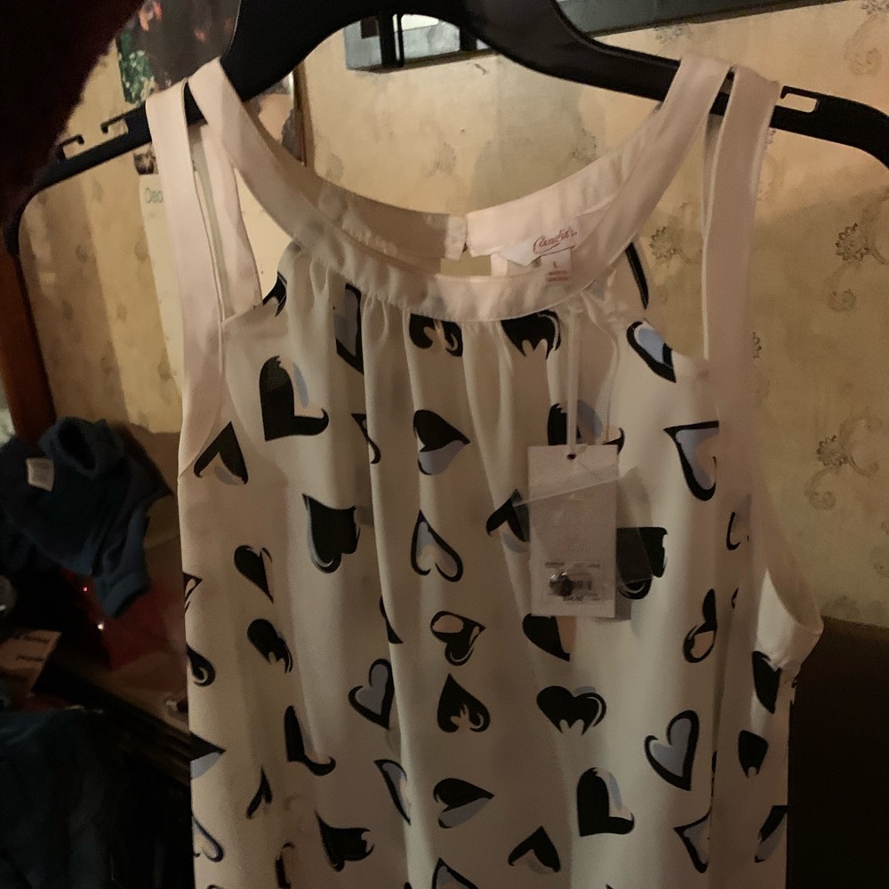 NWT Candies white heart double strap dressy tank